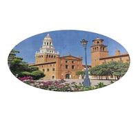 Tappeto rotondo con città spagnole, morbido e assorbente, tappetino da bagno per ingresso, antiscivolo, tappetino per porta anteriore e posteriore, 60 x 60 cm, per camera da letto, soggiorno
