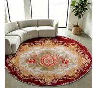 Tappeto rotondo con diametro di 200 cm, lavabile e antiscivolo, con peonie, per bambini e bambine, in morbida lana sintetica, stile barocco francese, per la cameretta dei bambini, il soggiorno, la