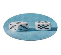 Tappeto rotondo con due dadi bianchi, lavabile, antiscivolo, per soggiorno, morbido, lavabile, per camera da letto, moderno, per yoga, ufficio, casa, regalo, 90 x 90 cm