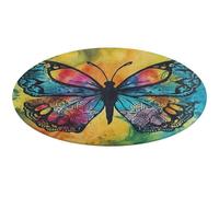 Tappeto rotondo con farfalle tie dye, morbido, assorbente, tappetino da bagno, ingresso, antiscivolo, tappetino per porta anteriore e posteriore, 90 x 90 cm, per camera da letto, soggiorno