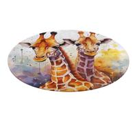 Tappeto rotondo con giraffe ad acquerello, morbido, assorbente, tappetino da bagno per ingresso, antiscivolo, tappetino per porta anteriore e posteriore, 90 x 90 cm, per camera da letto, soggiorno