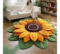 Tappeto rotondo con girasole, tappeto per soggiorno, ingresso per interni ed esterni, super assorbente, ultra sottile, antiscivolo, ad asciugatura rapida, adatto per interni ed esterni, adatto sotto
