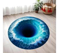 Tappeto rotondo con illusione ottica 3D grande tappeto con motivi Abisso senza fondo Buco profondo nell oceano tappeti circolari lavabili con illusione ottica per l'arredamento di soggiorno da letto