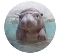 Tappeto rotondo con ippopotamo, lavabile, antiscivolo, morbido, lavabile, per camera da letto, moderno, per yoga, ufficio, casa, regalo, 80 x 80 cm