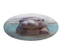 Tappeto rotondo con ippopotamo, lavabile, antiscivolo, morbido, lavabile, per camera da letto, moderno, per yoga, ufficio, casa, regalo, 90 x 90 cm