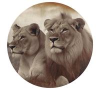 Tappeto rotondo con leone africano e leonessa, lavabile, antiscivolo, per soggiorno, morbido, lavabile, per camera da letto, moderno, per yoga, ufficio, casa, regalo, 80 x 80 cm