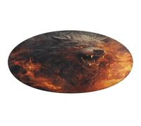 Tappeto rotondo con lupo selvatico nel fuoco, morbido, assorbente, tappetino da bagno per ingresso, antiscivolo, tappetino per porta anteriore e posteriore, 80 x 80 cm, per camera da letto, soggiorno