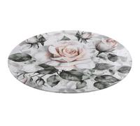 Tappeto rotondo con motivo floreale e rose ad acquerello, lavabile, antiscivolo, morbido, lavabile, per camera da letto, moderno, per yoga, ufficio, casa, regalo, 90 x 90 cm