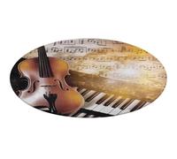 Tappeto rotondo con note musicali per pianoforte, violino, tappetino da bagno morbido e assorbente, tappetino antiscivolo per ingresso e ingresso, 60 x 60 cm, per camera da letto, soggiorno