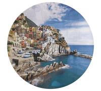 Tappeto rotondo con paesaggio Cinque Terre, lavabile, antiscivolo, morbido, lavabile, per camera da letto, moderno, per yoga, ufficio, casa, regalo, 80 x 80 cm