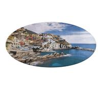 Tappeto rotondo con paesaggio Cinque Terre, lavabile, antiscivolo, per soggiorno, morbido, lavabile, per camera da letto, moderno, per yoga, ufficio, casa, regalo, 60 x 60 cm