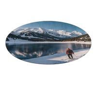 Tappeto rotondo con persone che attraversano i laghi per soggiorno, 90 x 90 cm, antiscivolo, per camera da letto, porta anteriore e posteriore, bagno, cucina, vasca da doccia, tappeto rotondo