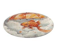 Tappeto rotondo con pesci sotto l'ombrello, lavabile, antiscivolo, per soggiorno, morbido, lavabile, per camera da letto, moderno, tappetino da yoga per stanza, ufficio, casa, regalo, 60 x 60 cm