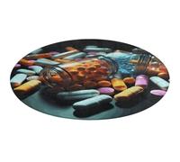 Tappeto rotondo con pillole medicinali, morbido, assorbente, tappetino da bagno, ingresso, antiscivolo, tappetino per porta anteriore e posteriore, 90 x 90 cm, per camera da letto, soggiorno