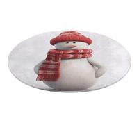 Tappeto rotondo con pupazzo di neve che indossa una sciarpa rossa, antiscivolo, morbido, lavabile, assorbente, per cucina, camera da letto, bagno, decorazione per la casa, 61 x 61 cm
