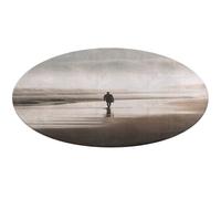 Tappeto rotondo con scritta "Alone at The Beach", antiscivolo, morbido, lavabile, assorbente, per cucina, camera da letto, bagno, decorazione per la casa, 61 x 61 cm