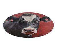 Tappeto rotondo con sfondo rosso con animali, lavabile, antiscivolo, per soggiorno, morbido, lavabile, per camera da letto, moderno, tappetino da yoga per ufficio, casa, regalo, 60 x 60 cm