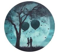 Tappeto rotondo con silhouette di coppia, lavabile, antiscivolo, per soggiorno, morbido, lavabile, per camera da letto, moderno, per yoga, ufficio, casa, regalo, 80 x 80 cm