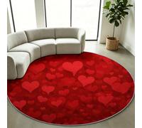 Tappeto rotondo con simbolo d'amore, semplice, moderno, romantico, 150 cm, per soggiorno, camera da letto, morbido e senza pelucchi, antiscivolo, sottile e facile da pulire