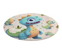 Tappeto rotondo con simpatico dinosauro, lavabile, antiscivolo, morbido, lavabile, per camera da letto, moderno, per yoga, ufficio, casa, regalo, 90 x 90 cm