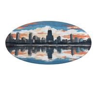 Tappeto rotondo con skyline di Chicago, morbido, assorbente, tappetino da bagno, ingresso, antiscivolo, tappetino per porta anteriore e posteriore, 90 x 90 cm, per camera da letto, soggiorno