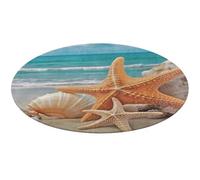 Tappeto rotondo con stelle marine e conchiglie da spiaggia, morbido e assorbente, tappetino da bagno per ingresso, antiscivolo, tappetino per porta anteriore e posteriore, 60 x 60 cm, per camera da