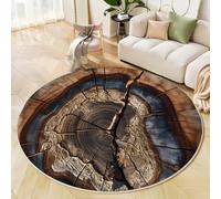 Tappeto Rotondo Da 120 Cm, Vecchio Ceppo D'Albero, Arte Astratta, Antiscivolo, Lavabile In Lavatrice, Per Soggiorno, Camera Da Letto, Cameretta Dei Bambini, Couloir Marrone Chiaro