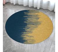 Tappeto rotondo da 150 cm, moderno, astratto, decorativo, per soggiorno, camera da letto, divano, ufficio, protezione per il pavimento, elegante giallo senape e blu, decorazione per la casa