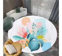 Tappeto rotondo da 160 cm, antiscivolo, motivo geometrico con foglie, decorativo, per soggiorno, camera da letto, morbido ed elegante, decorazione per la casa per interni moderni
