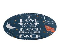 Tappeto rotondo da 23,6 pollici, zerbino antiscivolo per ingresso, zerbini per porte d'ingresso, tappeti, tappeti, zerbini per esterni o interni, stampa San Valentino, ti amo fino alla luna e ritorno,