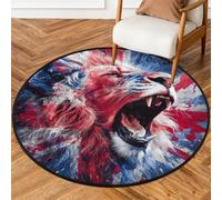 Tappeto rotondo da 92 cm, per soggiorno, camera da letto, asilo, lavabile, tappeto antiscivolo per la decorazione della casa, leone ruggente americano