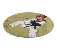 Tappeto rotondo dal design taekwondo, morbido, assorbente, tappetino da bagno, ingresso, antiscivolo, tappetino per porta anteriore e posteriore, 80 x 80 cm, per camera da letto, soggiorno