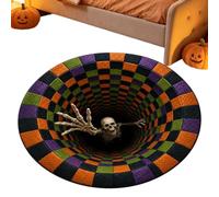 Tappeto rotondo di Halloween 80cm Optical Illusion Indoor Floor Mat | Tappeto stagionale per casa, appartamento, feste, soggiorno, camera da letto, cucina, studio, ingresso, portico
