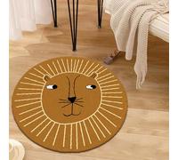 Tappeto Rotondo,Disegni moderni di teste di leone con motivi animali, arancione, ø 100 cm, Small Area carpet Room Decor Floor Rug Decorative Home Accessories under Table Chair,