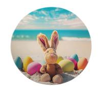 Tappeto rotondo Easter Bunny & Eggs 200cm - Boho Lavabile Antiscivolo Morbido Cerchio Tappeto per Camera Da Letto Soggiorno Festival Decor Sala Giochi Dormitorio