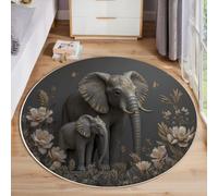 Tappeto Rotondo Elefante Realistico Per Soggiorno, Lavabile In Lavatrice, Antiscivolo, A Pelo Basso E Non Perde Pelo, Animali Surrealisti Per Soggiorno, Camera Da Letto, Salotto, 160 Cm