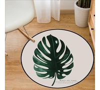 Tappeto Rotondo Foglie Nere Verde Tappeto Rotondo Salotto Camera da Letto Pelo Corto Antiscivolo Lavabile Tappeti per Balcone Soggiorno Decorazione 40cm