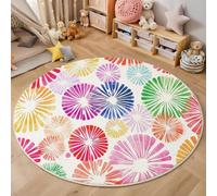 Tappeto Rotondo Grande Fuochi D'Artificio Colorati 3D Design,Arte Dell'Acquerello Stampa Grandi Antiscivolo Tondo Moquette,Soggiorno Bambini Camera,Cucina,Bagno,Domestica Decor,180Cm Colore