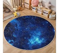 Tappeto Rotondo Grande Paesaggio Del Cielo Stellato 3D Design,Arte Fantasy Stampa Grandi Antiscivolo Tondo Moquette,Soggiorno Bambini Camera,Cucina,Bagno,Domestica Decor,100Cm Blu