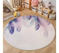Tappeto Rotondo Grande Piuma Nebbiosa 3D Design,Velocità Di Movimento Fantasy Stampa Grandi Antiscivolo Tondo Moquette,Soggiorno Bambini Camera,Cucina,Bagno,Domestica Decor,180Cm Blu-Viola