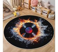 Tappeto Rotondo Grande Registri Di Acqua E Fuoco 3D Design,Arte Astratta Stampa Grandi Antiscivolo Tondo Moquette,Soggiorno Bambini Camera,Cucina,Bagno,Domestica Decor,180Cm Rosso Bianco