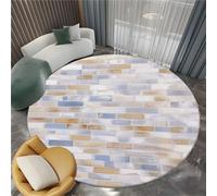 Tappeto Rotondo Grigio Salotto, Texture Muro Di Mattoni Stampa Morbido Minimalismo Tappetini Antiscivolo Tappeto - 180 cm per Bambini Cameretta Casa Cucina Zona Balcone Tavolino