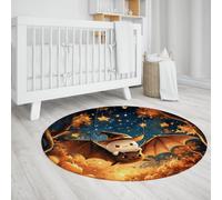 Tappeto rotondo Halloween Simpatico fantasma e stampa pipistrello Accoglienti tappetini lavabili a pelo corto per la stanza dei bambini Camera da letto Sala giochi Spazi festivi 140cm