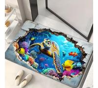 Tappeto Rotondo Illusione Ottica 3D, Mondo Sottomarino con Tartaruga Marina, Coccodrillo e Carpa Koi, Antiscivolo e Lavabile, Ideale per Salotto, Camera da Letto e Sala Giochi, 100x120 cm, Color 4