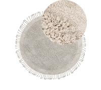 Tappeto rotondo in cotone con frange 140 cm beige Bitlis