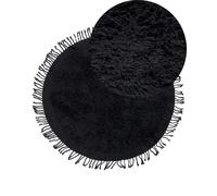 Tappeto rotondo in cotone con frange 140 cm nero Bitlis