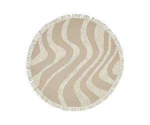 Tappeto rotondo in cotone moderno con frange 140 cm Beige Artmak