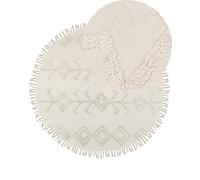 Tappeto rotondo in cotone trapuntato con frange 140 cm beige Harran