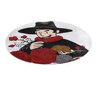Tappeto rotondo in lana rossa, antiscivolo, morbido, lavabile, assorbente, per cucina, camera da letto, bagno, decorazione per la casa, 61 x 61 cm