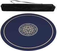 Tappeto rotondo in mahjong, copritavolo in mahjong, tappetino rotondo in mahjong con riduzione del rumore antiscivolo, copritavolo in Mahjong con stampa cinese con borsa per il trasporto (blu, 33,46 x
